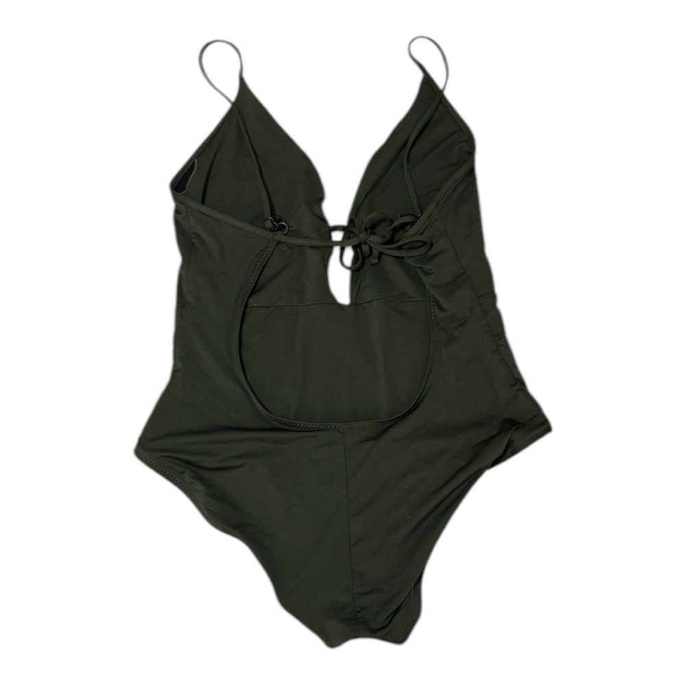 BECCA Plunge One-Piece Swimsuit BayLeaf Green Size M Swim Bathing Suit Beach - Picture 3 of 7